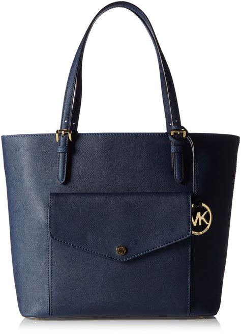 Michael Michael Kors Jet Set Item LG PKT MF Tote Leather Navy